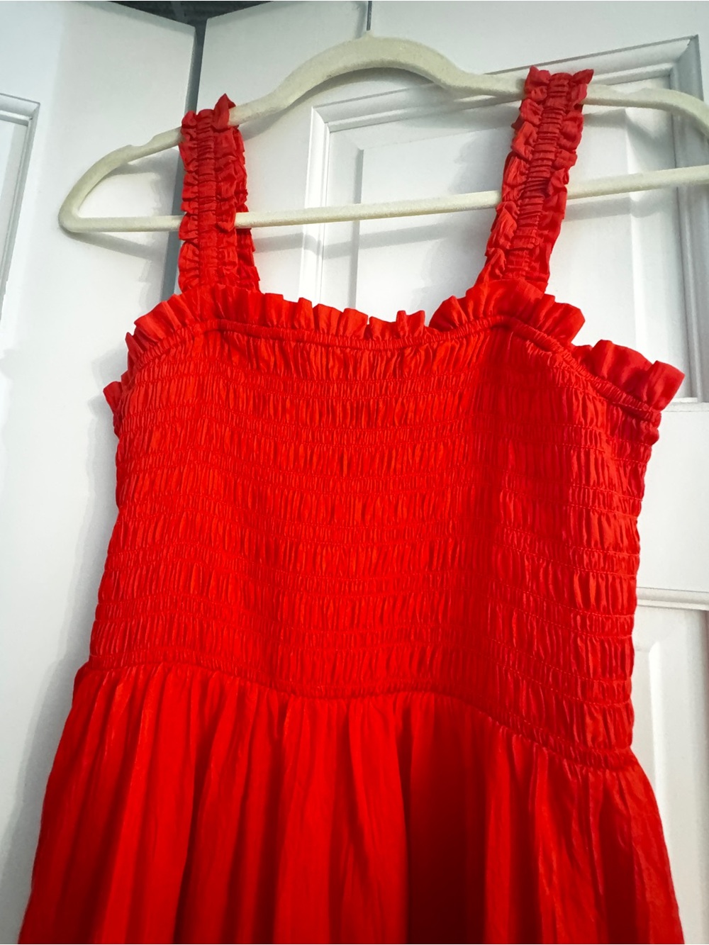 Red Tiered Maxi Dress with Smocked Bodice - Gap - Picture 10 of 15